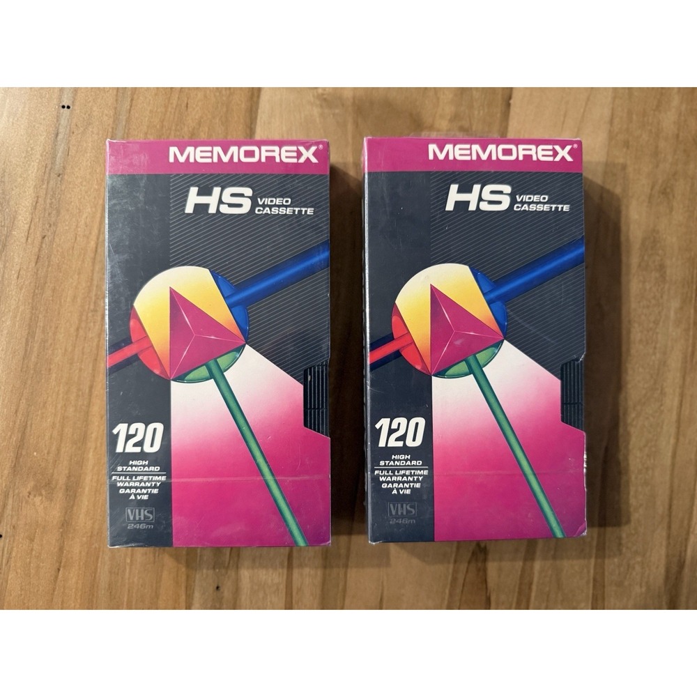 MEMOREX T120 HIGH STANDARD VIDEO‎ CASSETTE VHS BLANK TAPES, 2 PACK